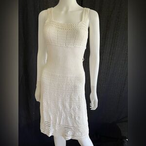 Catherine Malandrino Crochet Knit Dress Sz Petite White